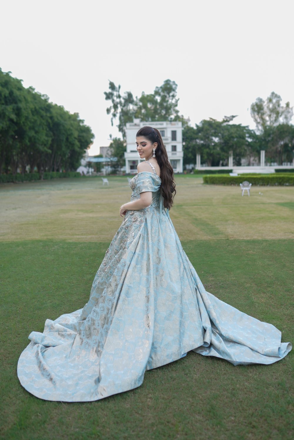 Ivory Opulence Embroidered Engagement Gown - Image 4