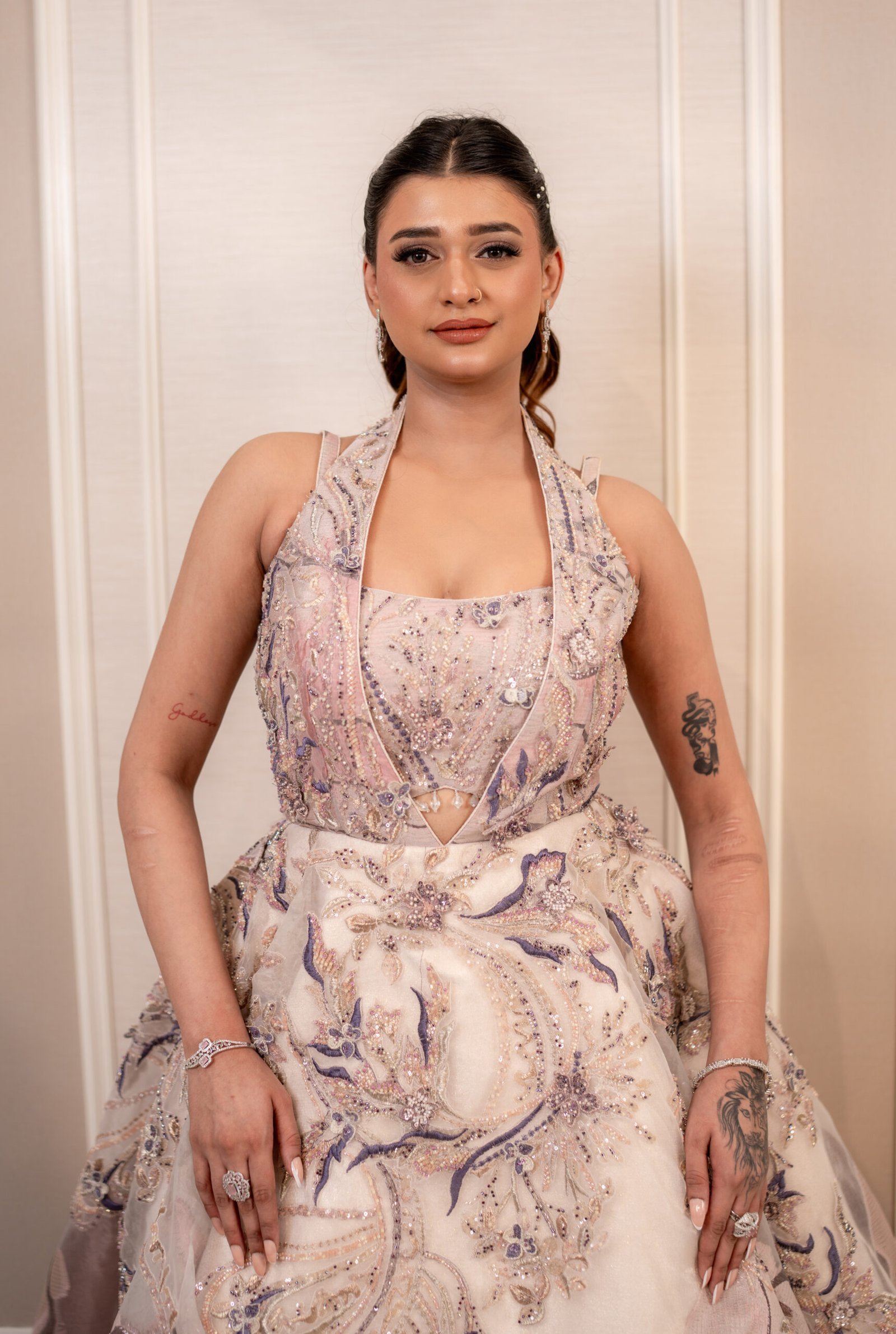 Turkish Woven 3D Floral Trail Gown - Image 2