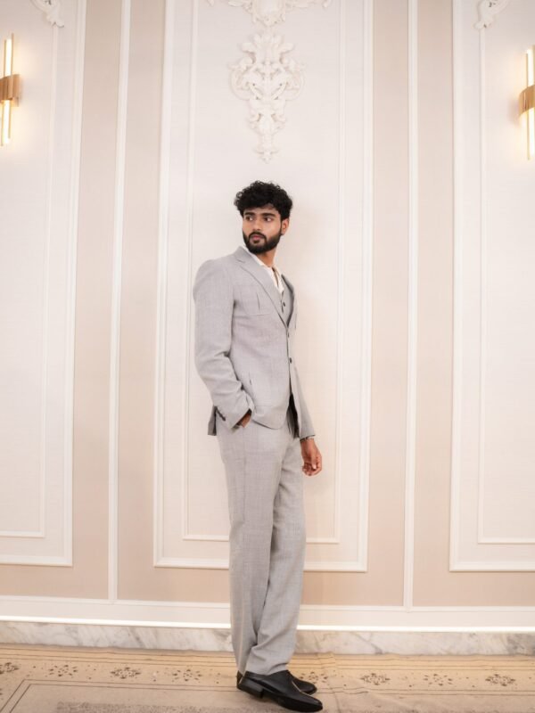 Men's Light Grey Textured 3-Piece Formal Suit (Imported from Istanbul, Turkey)