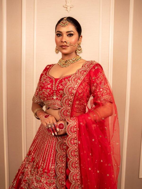 Cherry Red Bridal Lehenga