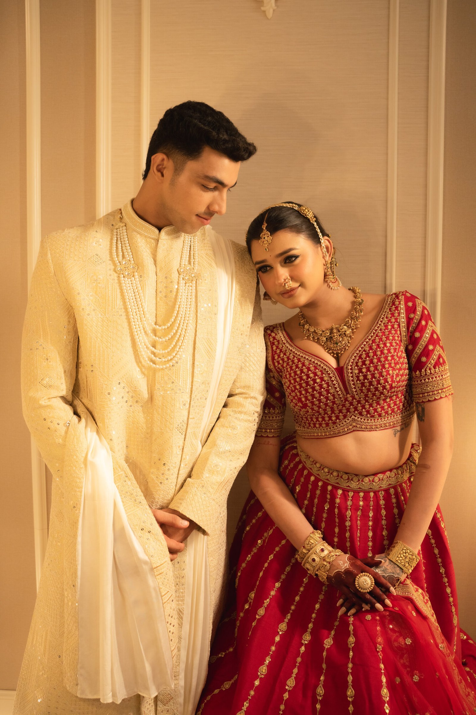 Royal Opulence: Imperial Cherry Red Sabyasachi-Inspired Bridal Lehenga - Image 2