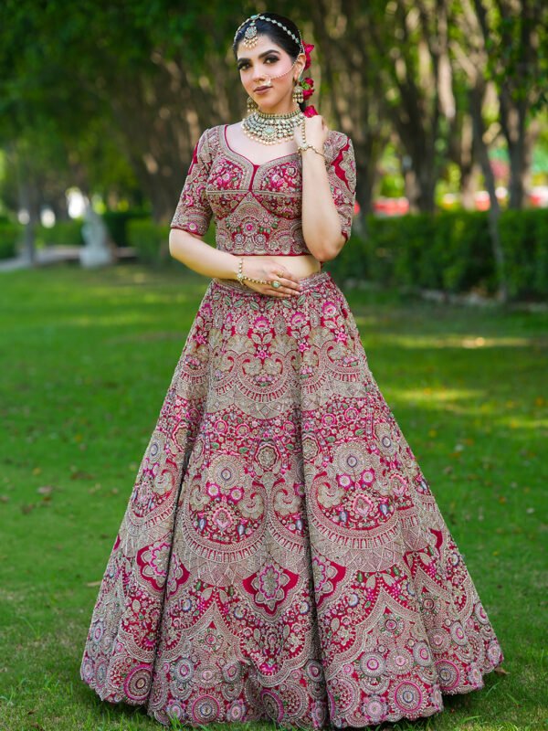 RaniSa Pink Ethnic Motif Hand Embroidered Set