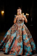 Blue Brown Floral Engagement Gown