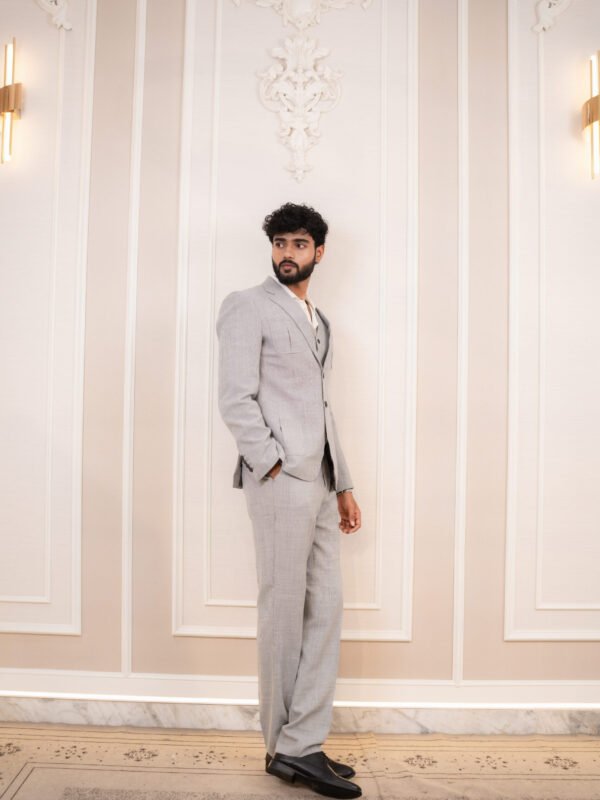 Men's Light Grey Textured 3-Piece Formal Suit (Imported from Istanbul, Turkey)