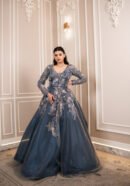Seraphina Slate Blue Heavily Embellished Gown
