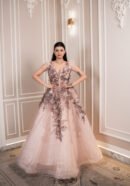 Blush Feathered Floral Gown