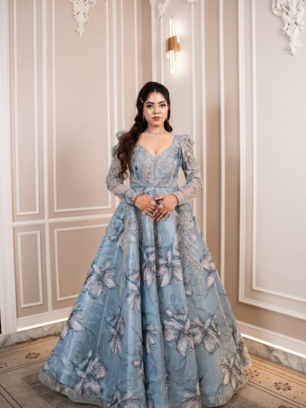 Celestial Azure Floral Gown