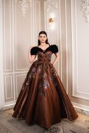 Midnight Dahlia Bronze Taffeta Gown