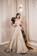 Champagne & Bronze Butterfly Sculptural Gown