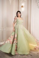 Sage Meadow Floral Jacquard Gown