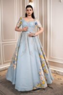 Celeste Powder-Blue Floral Jacquard Gown