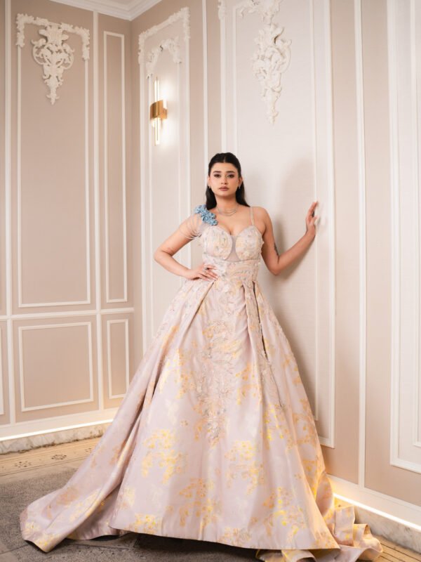 Seraphina Lavender & Gold Floral Corset Gown