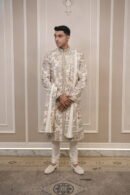 Ivory Pichwai Embroidered Sherwani Set