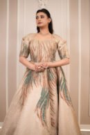 Imperial Peacock Jacquard Shrug Ballgown