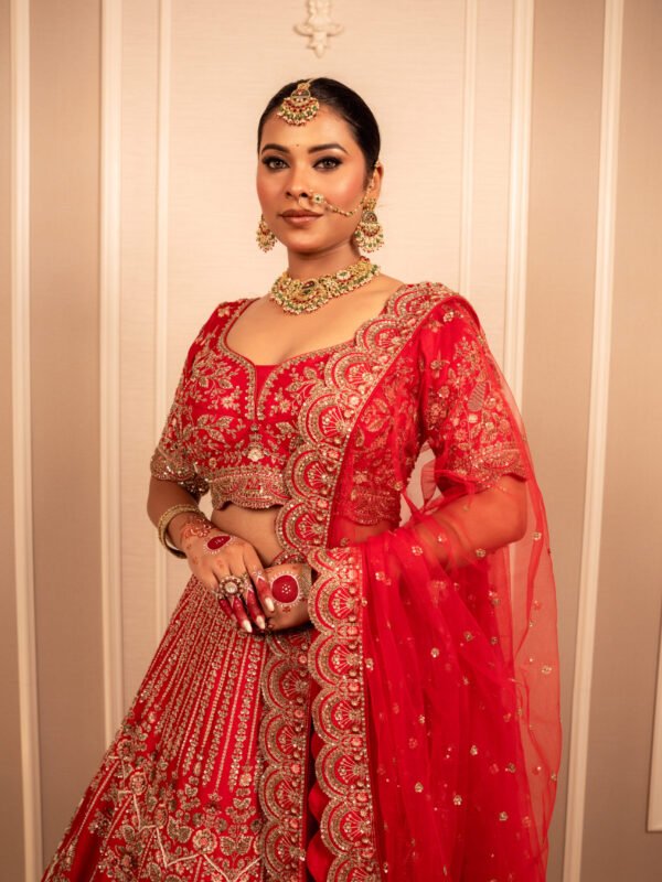 Cherry Red Bridal Lehenga