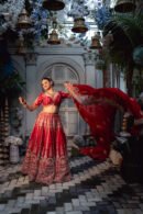 Sheesh Mahal Crimson Zardozi Bridal Lehenga